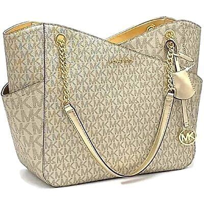 michael kors jet set chain large shoulder bag pale gold|michael kors shoulder crossbody bag.